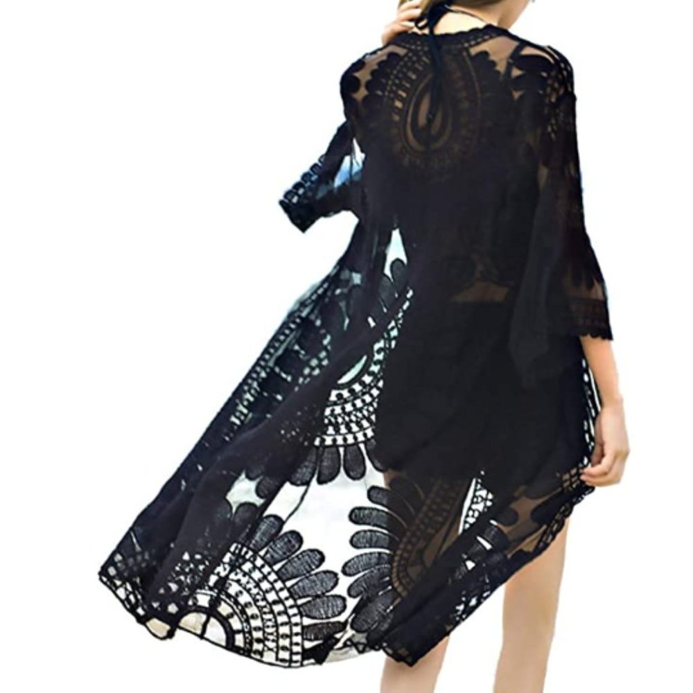 Floral Crochet Lace Beach Swimsuit Cover